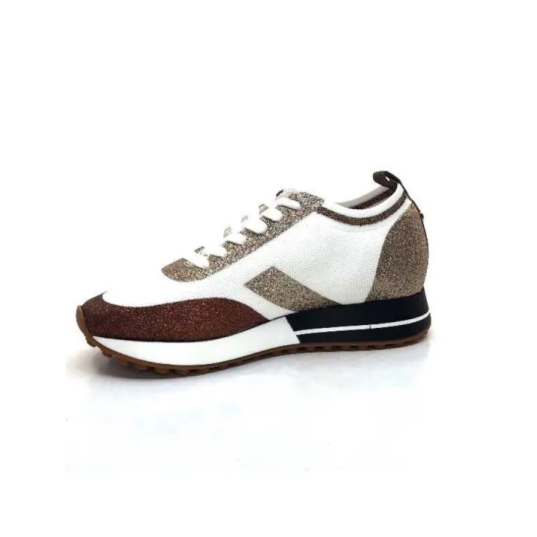 Baskets Ivoire 210.1810 Textile Blanc Paillettes Or