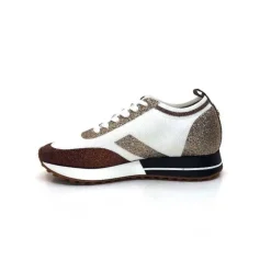 Baskets Ivoire 210.1810 Textile Blanc Paillettes Or