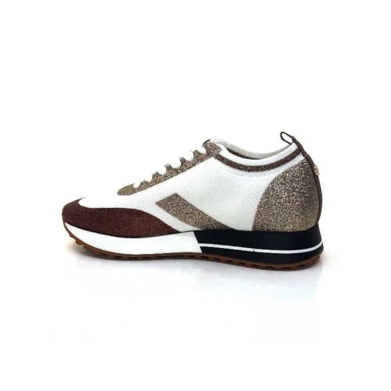 Baskets Ivoire 210.1810 Textile Blanc Paillettes Or