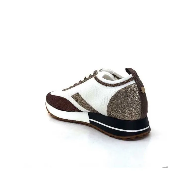 Baskets Ivoire 210.1810 Textile Blanc Paillettes Or