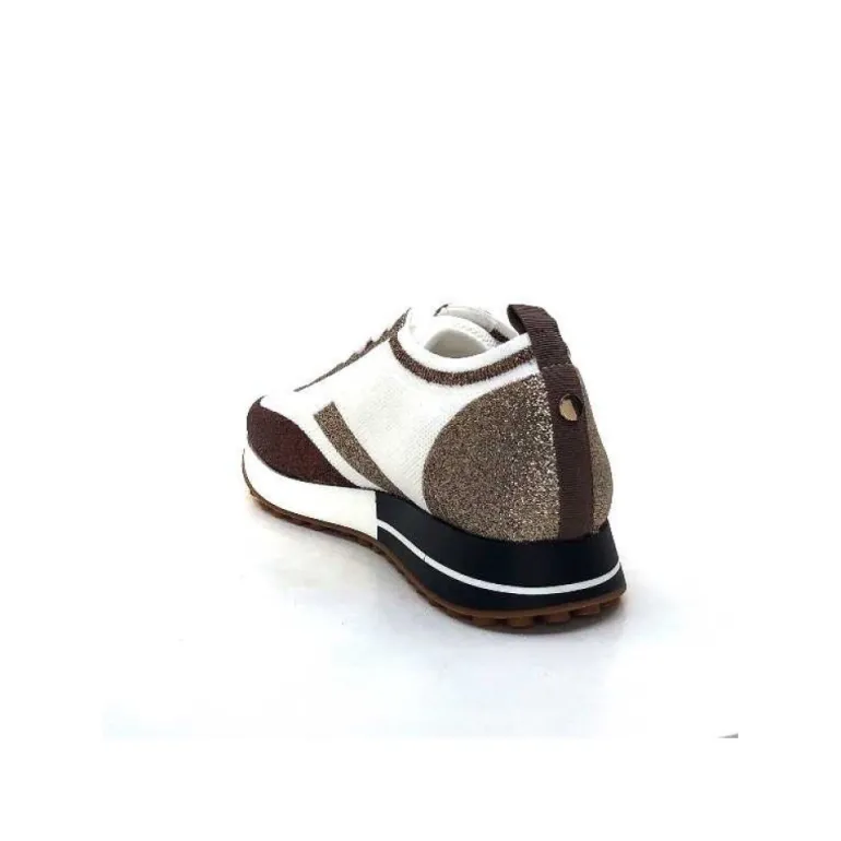 Baskets Ivoire 210.1810 Textile Blanc Paillettes Or