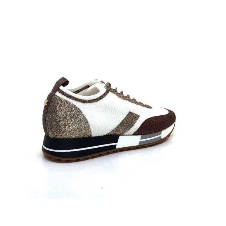 Baskets Ivoire 210.1810 Textile Blanc Paillettes Or