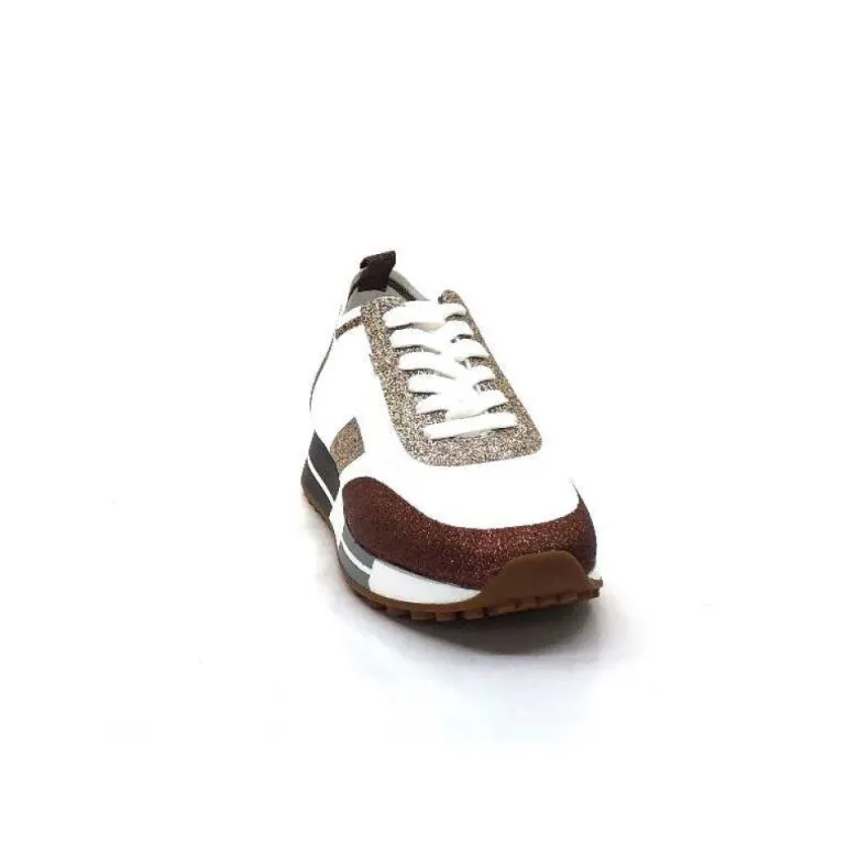 Baskets Ivoire 210.1810 Textile Blanc Paillettes Or