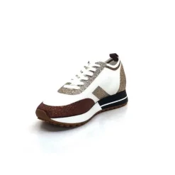 Baskets Ivoire 210.1810 Textile Blanc Paillettes Or