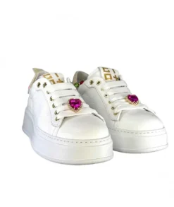 Baskets Plateforme Giopiu Pia46 Cuir Blanc