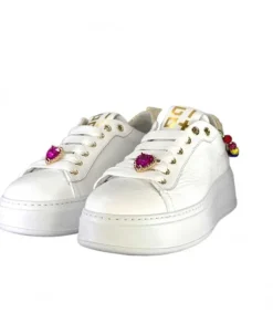 Baskets Plateforme Giopiu Pia46 Cuir Blanc
