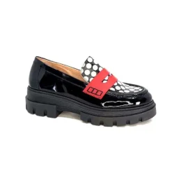 Dansi 5782 Cuir Vernis Noir Imprime Blanc