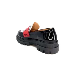 Dansi 5782 Cuir Vernis Noir Imprime Blanc