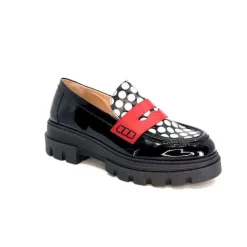 Dansi 5782 Cuir Vernis Noir Imprime Blanc