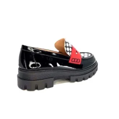 Dansi 5782 Cuir Vernis Noir Imprime Blanc