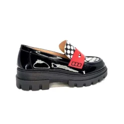 Dansi 5782 Cuir Vernis Noir Imprime Blanc