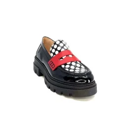 Dansi 5782 Cuir Vernis Noir Imprime Blanc