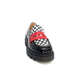 Dansi 5782 Cuir Vernis Noir Imprime Blanc