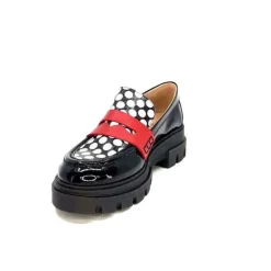 Dansi 5782 Cuir Vernis Noir Imprime Blanc