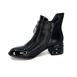 Elue Par Nous Maculotte Cuir Irise Noir Vernis Noir