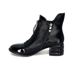 Elue Par Nous Maculotte Cuir Irise Noir Vernis Noir