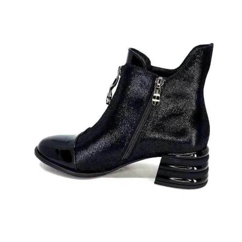 Elue Par Nous Maculotte Cuir Irise Noir Vernis Noir