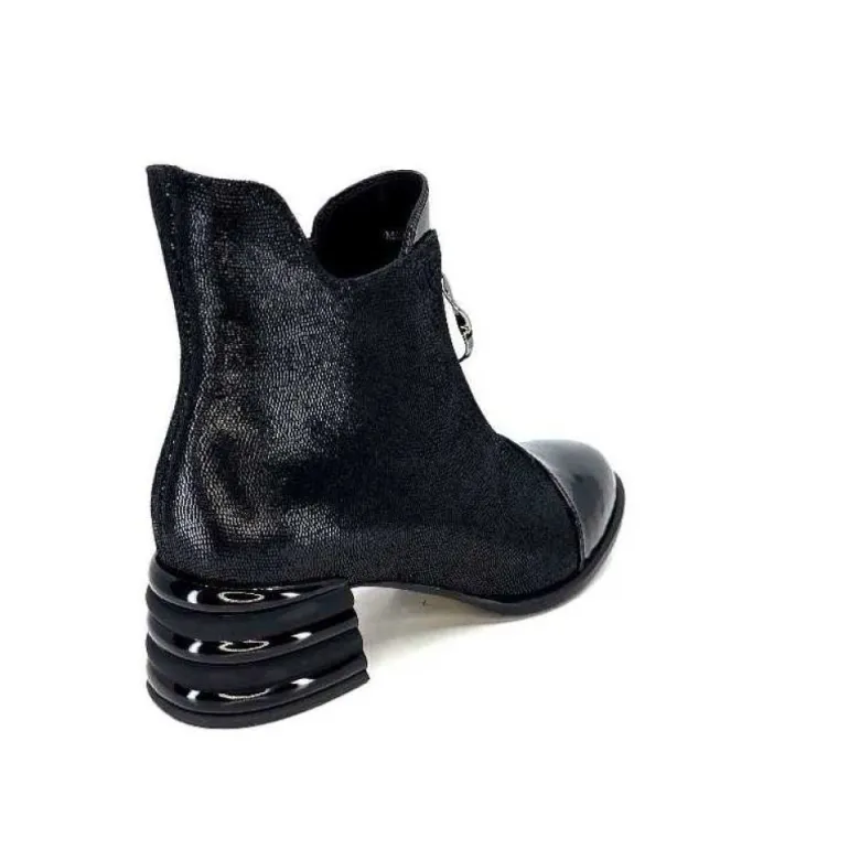 Elue Par Nous Maculotte Cuir Irise Noir Vernis Noir