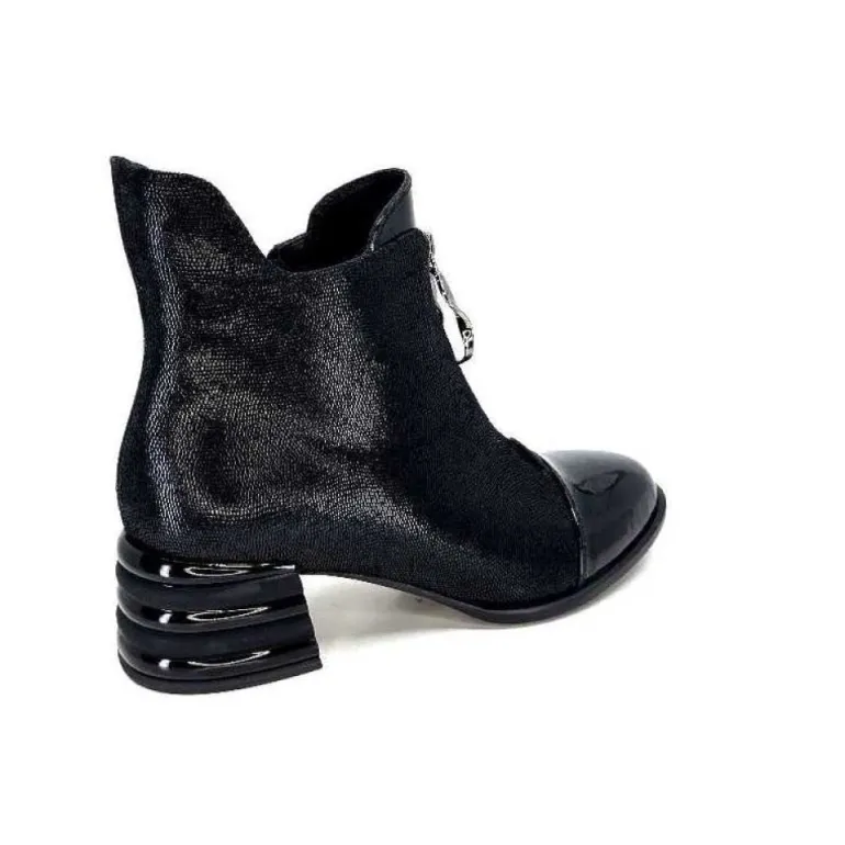 Elue Par Nous Maculotte Cuir Irise Noir Vernis Noir