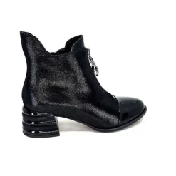 Elue Par Nous Maculotte Cuir Irise Noir Vernis Noir