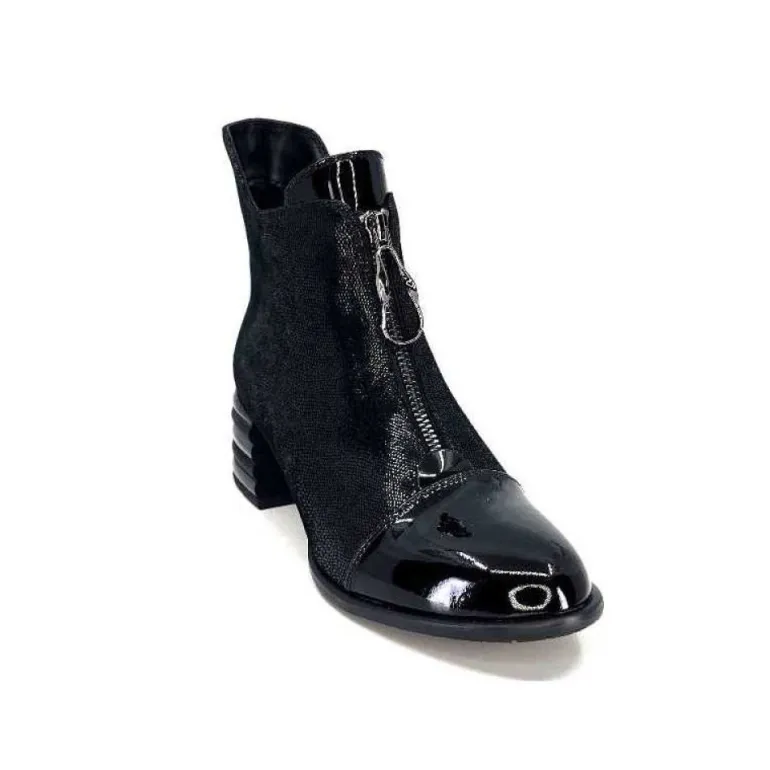 Elue Par Nous Maculotte Cuir Irise Noir Vernis Noir