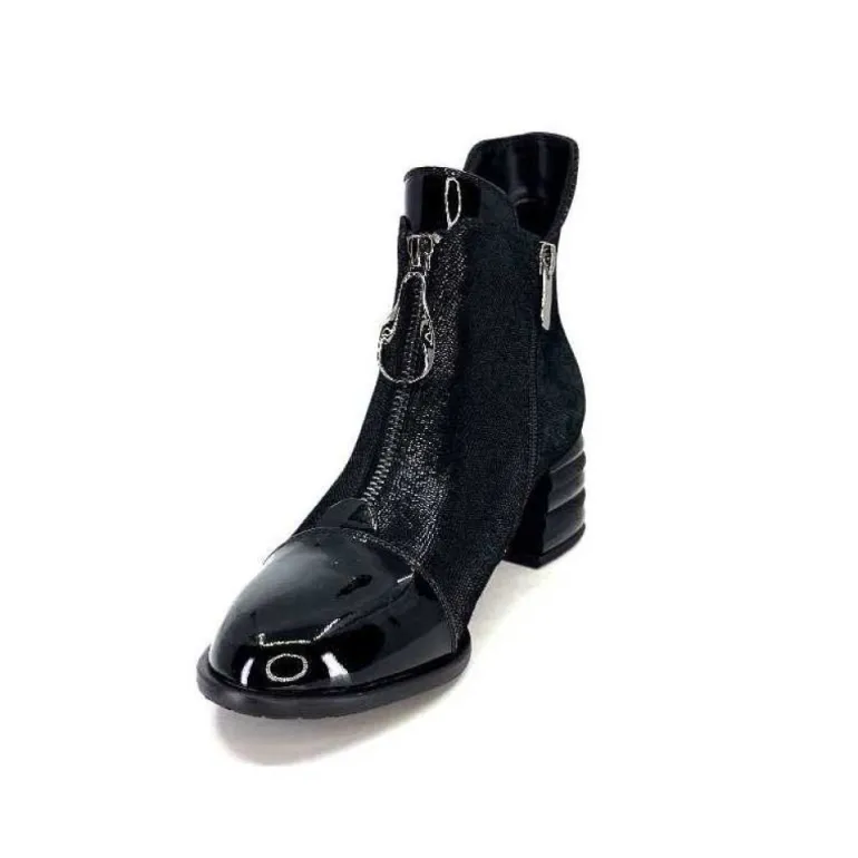 Elue Par Nous Maculotte Cuir Irise Noir Vernis Noir