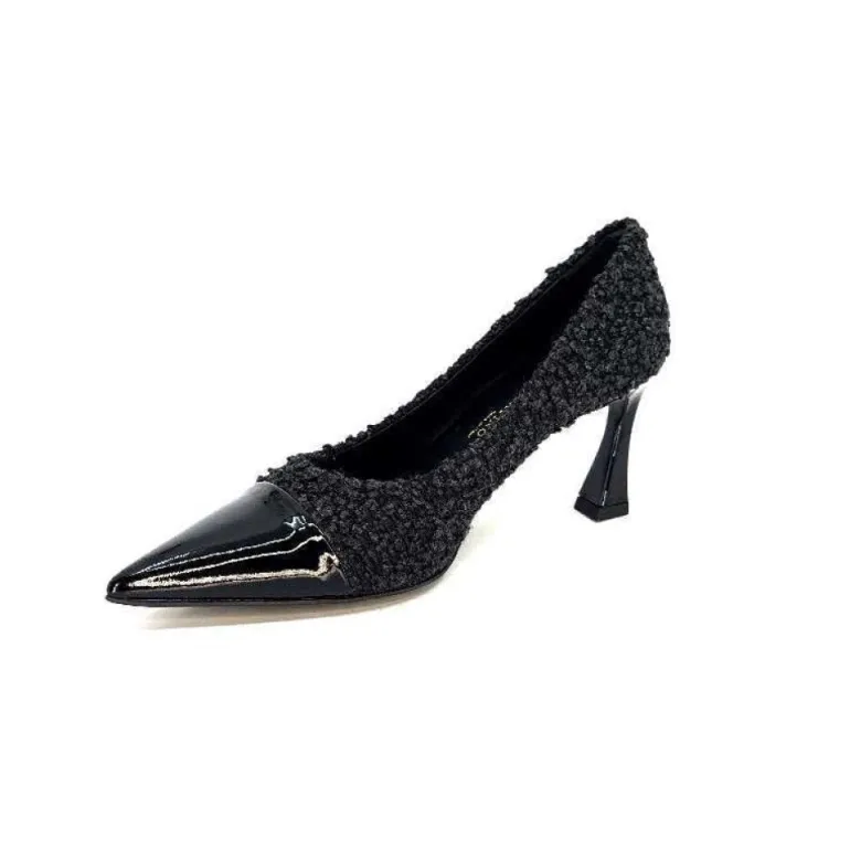 Enzo Di Martino Eli 715 Textile Noir Cuir Vernis Noir