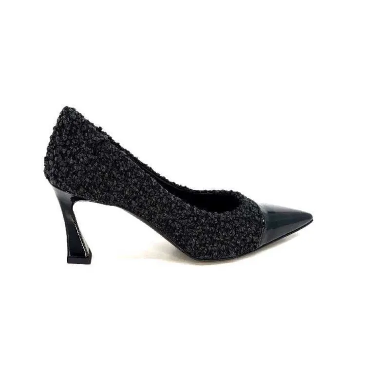 Enzo Di Martino Eli 715 Textile Noir Cuir Vernis Noir