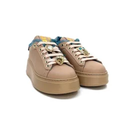 Giopiu Pia 82 Cuir Nude Fourrure Turquoise