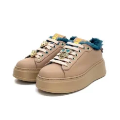 Giopiu Pia 82 Cuir Nude Fourrure Turquoise