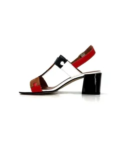 Ivoire F2105 Sardegna Cuir Blanc, Marron, Rouge & Noir