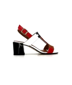 Ivoire F2105 Sardegna Cuir Blanc, Marron, Rouge & Noir