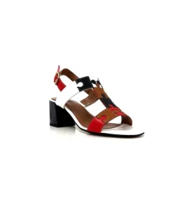 Ivoire F2105 Sardegna Cuir Blanc, Marron, Rouge & Noir