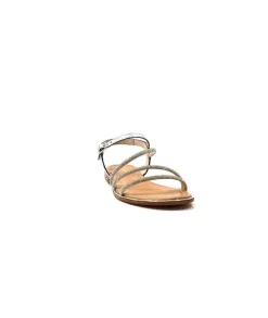 Les Tropeziennes Hoctavy Cuir Strass Argent