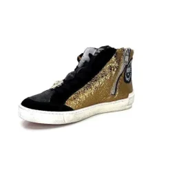 Meline Nkc 1151 Cuir Dore Et Daim Noir