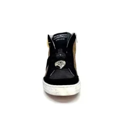 Meline Nkc 1151 Cuir Dore Et Daim Noir