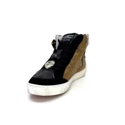 Meline Nkc 1151 Cuir Dore Et Daim Noir