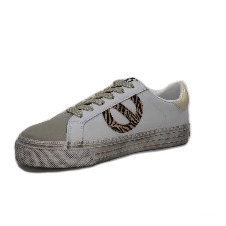 No Name Strike Side Cuir Blanc Or