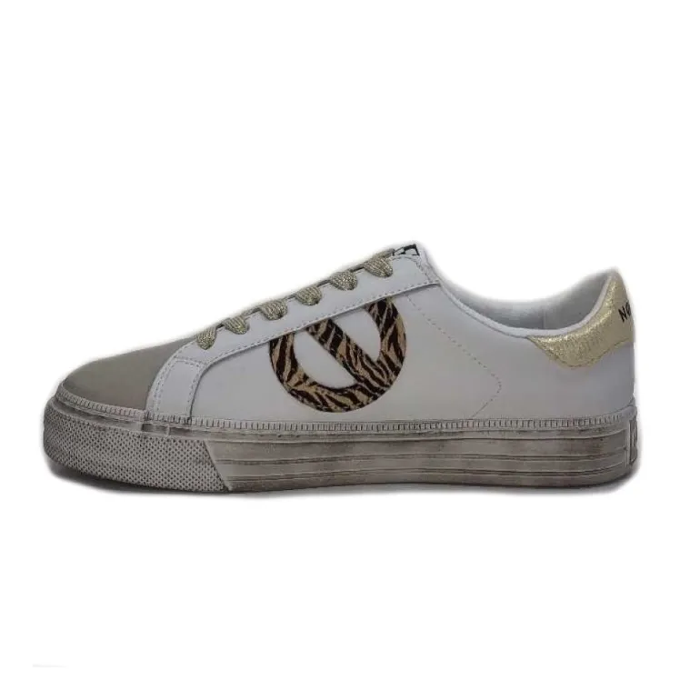 No Name Strike Side Cuir Blanc Or