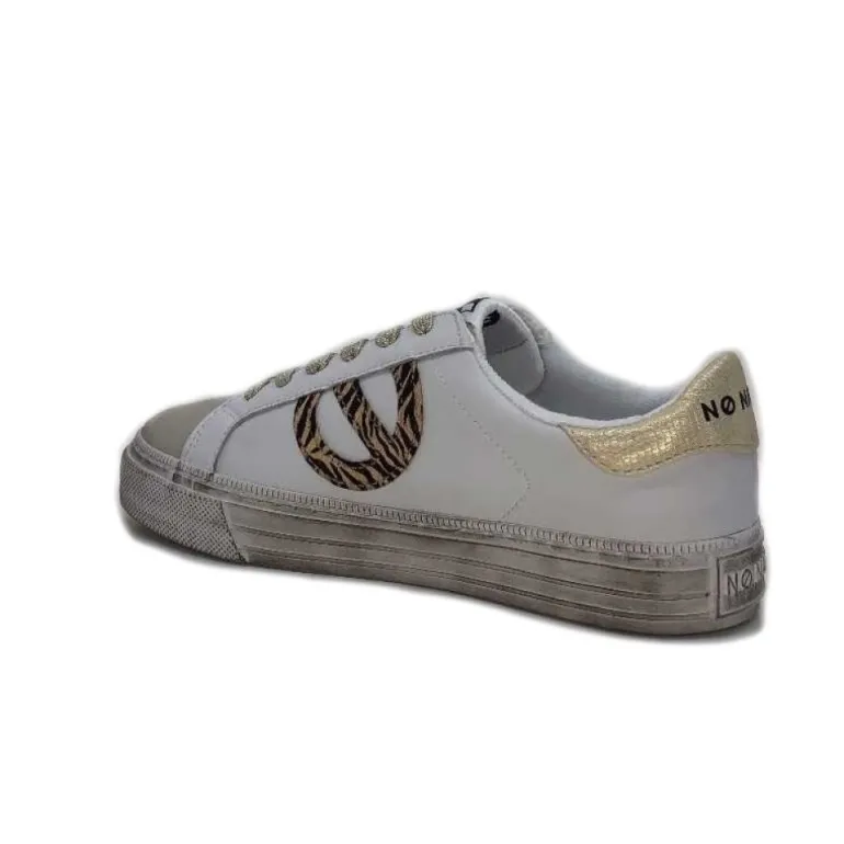 No Name Strike Side Cuir Blanc Or