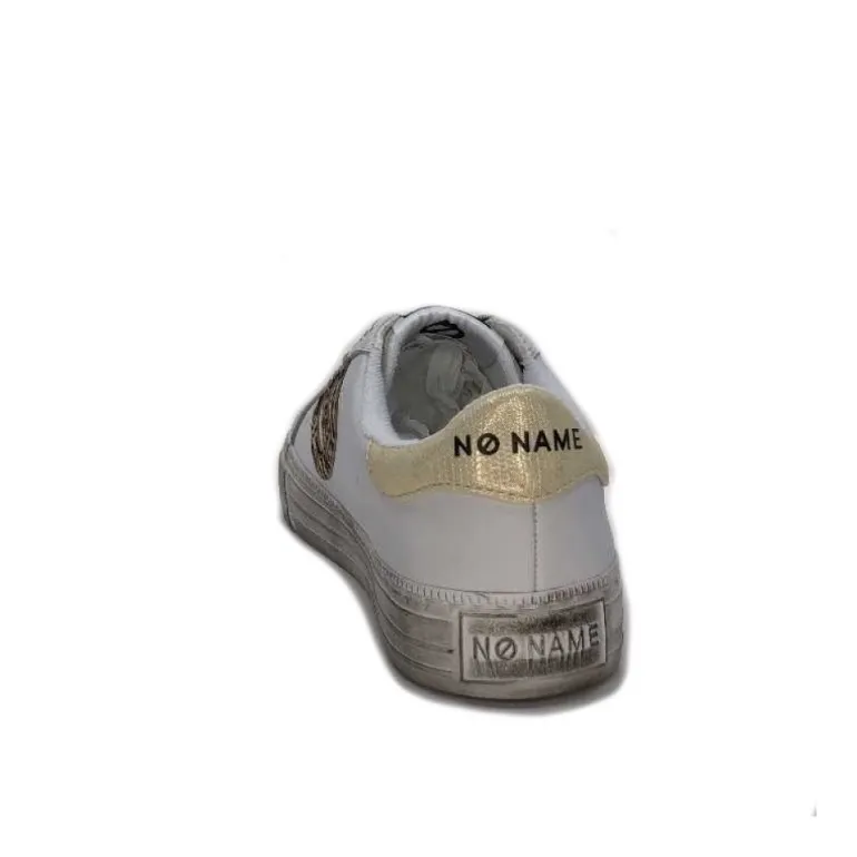 No Name Strike Side Cuir Blanc Or