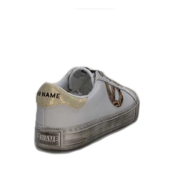 No Name Strike Side Cuir Blanc Or