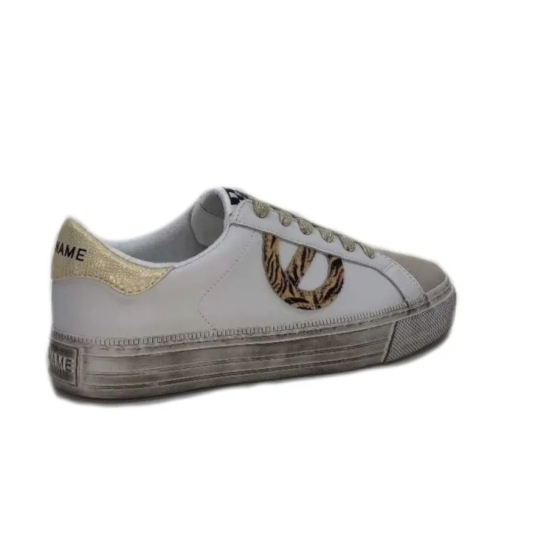 No Name Strike Side Cuir Blanc Or