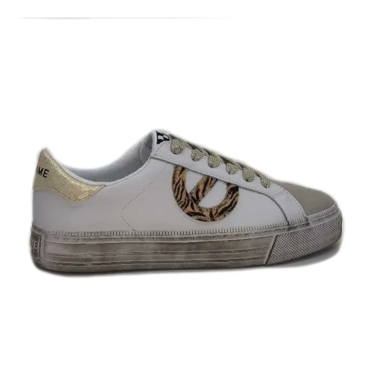 No Name Strike Side Cuir Blanc Or