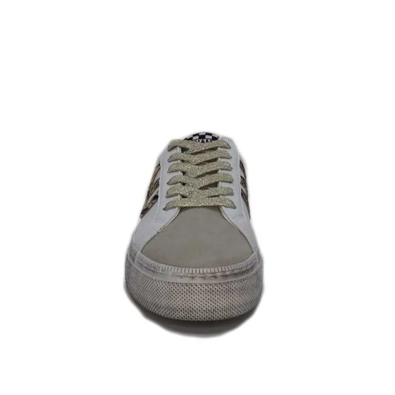 No Name Strike Side Cuir Blanc Or