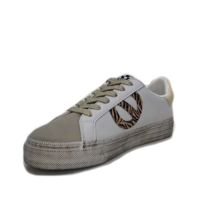 No Name Strike Side Cuir Blanc Or