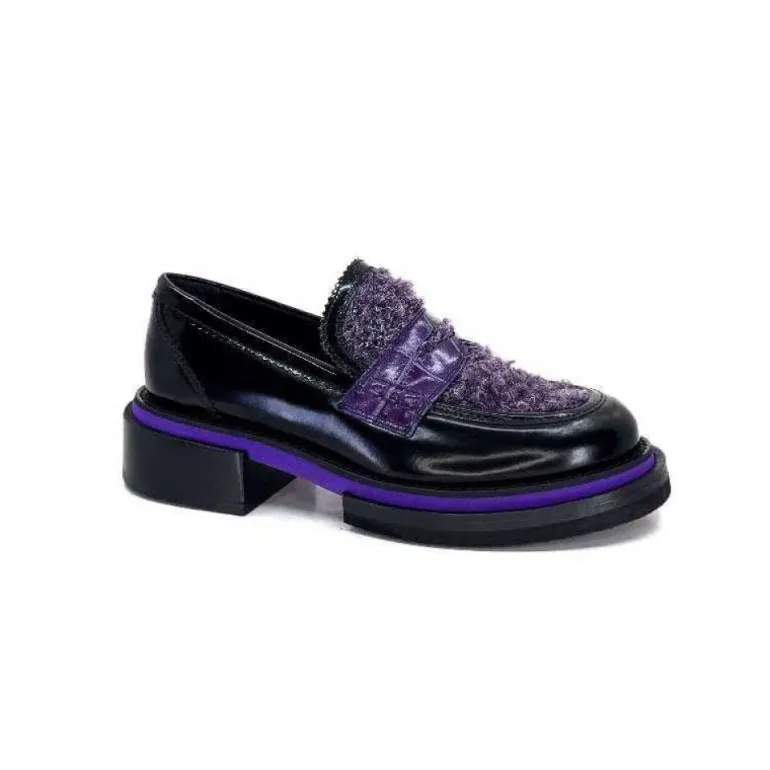 Pertini 32416 D7 Cuir Noir Violet