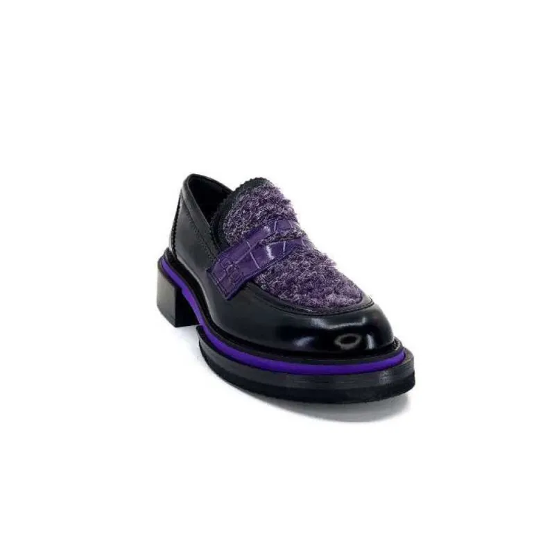Pertini 32416 D7 Cuir Noir Violet