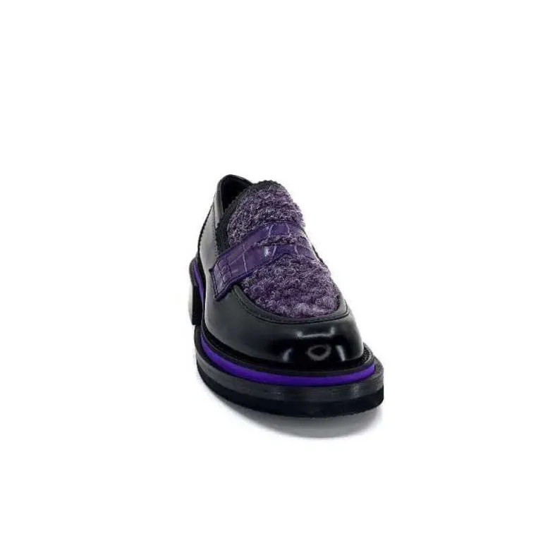 Pertini 32416 D7 Cuir Noir Violet