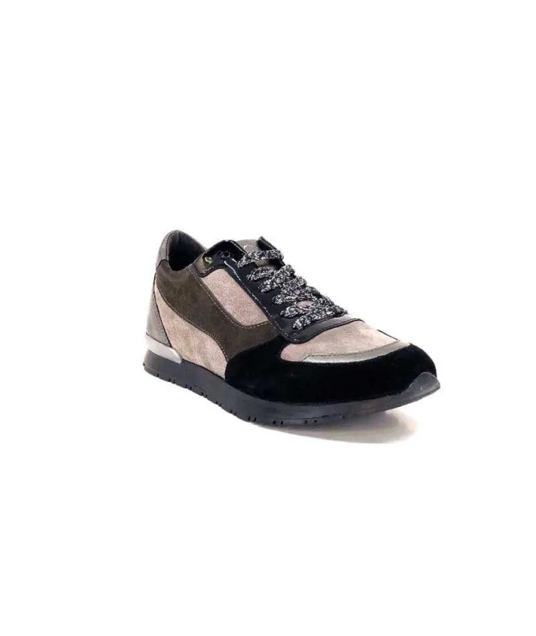 Reqins Electra Mix Daim Noir, Gris Cuir Acier & Cuir Vernis Noir